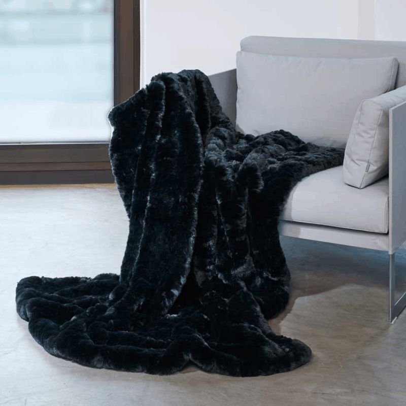 Blankets & Plaids | Blanket Carma Plaid Awassi Faux Fur Black Blankets & Plaids Blankets & Plaids