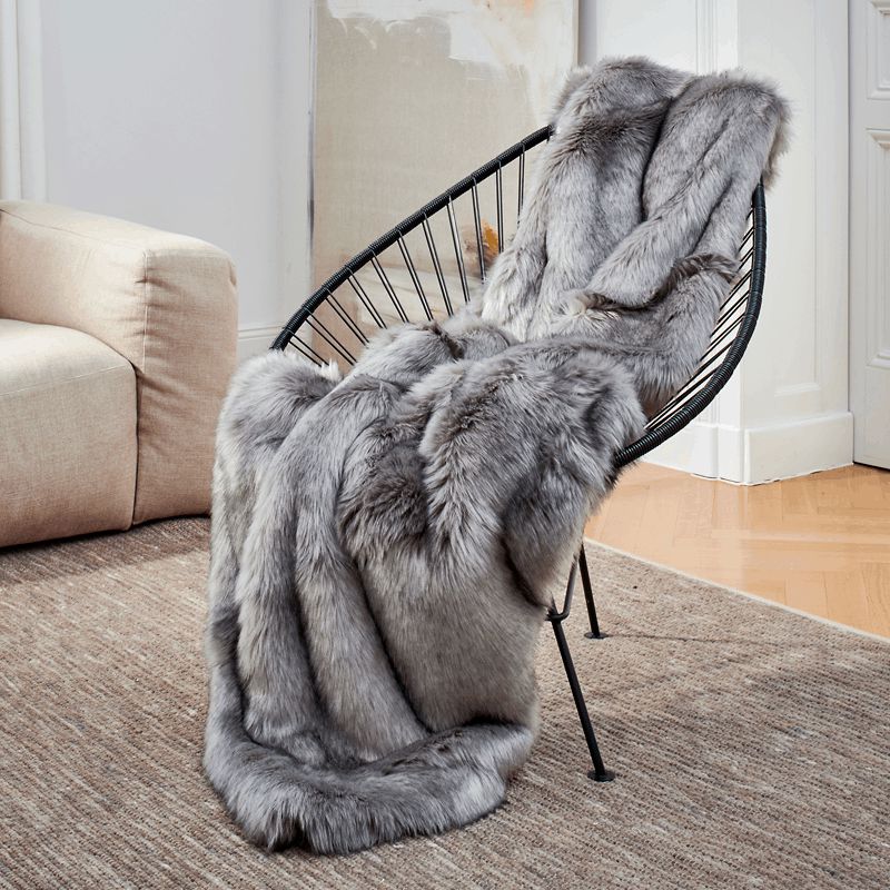 Blankets & Plaids | Blanket Carma Plaid Fox Faux Fur Silver Blankets & Plaids Blankets & Plaids