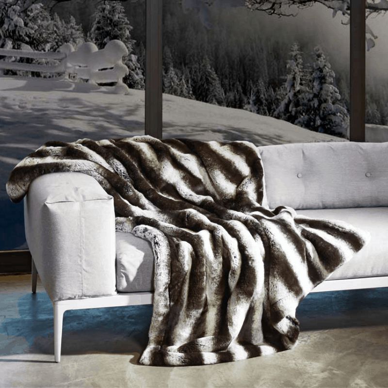 Blankets & Plaids | Blanket Carma Plaid Vari Faux Fur Silver Gray Blankets & Plaids Blankets & Plaids