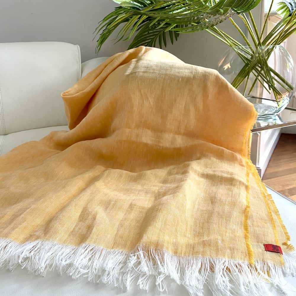 Blankets & Plaids | Carma Plaid Lino – 100% Linen, Yellow Blankets & Plaids Blankets & Plaids