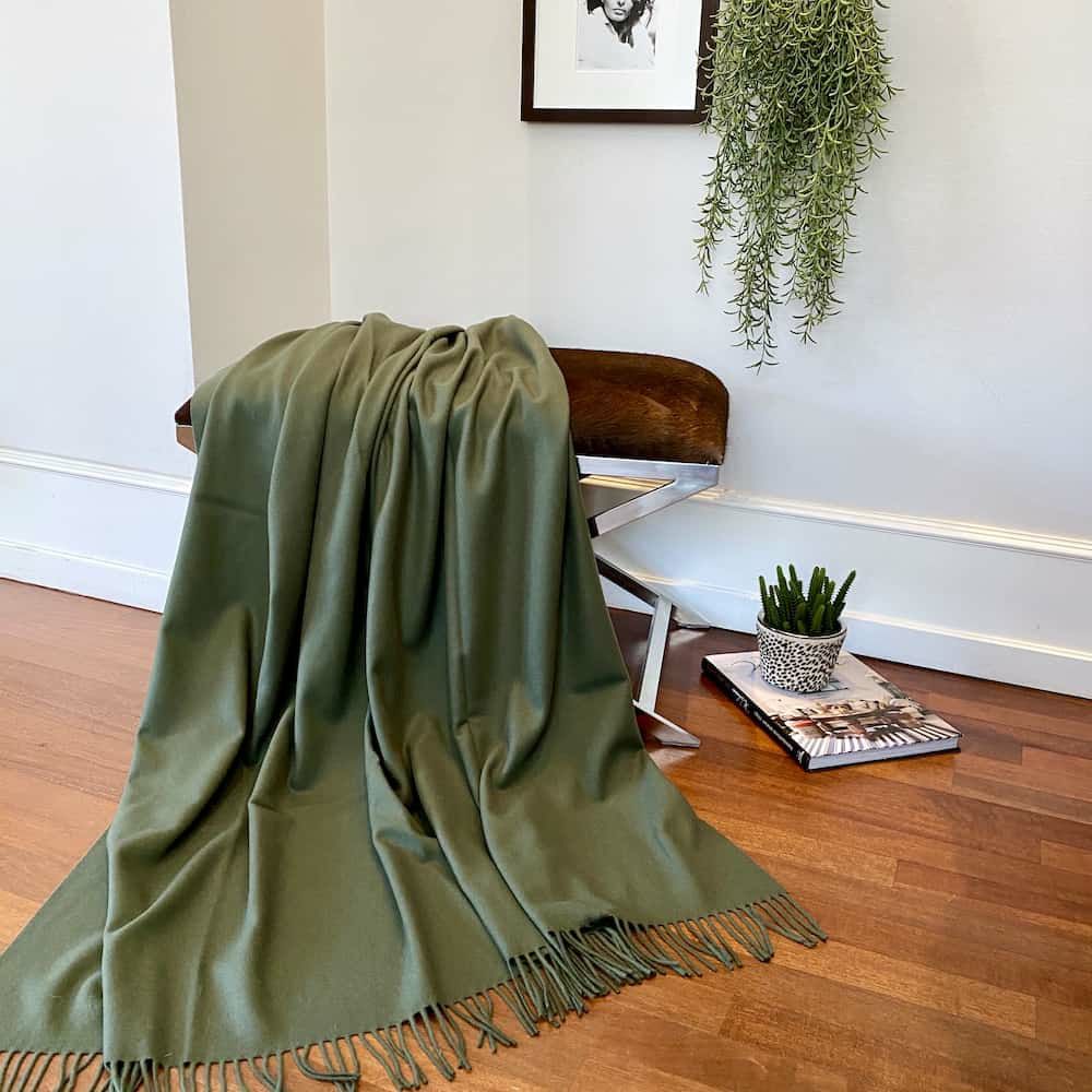 Blankets & Plaids | Plaid Uni Cashmere Wool Olive Blankets & Plaids Blankets & Plaids