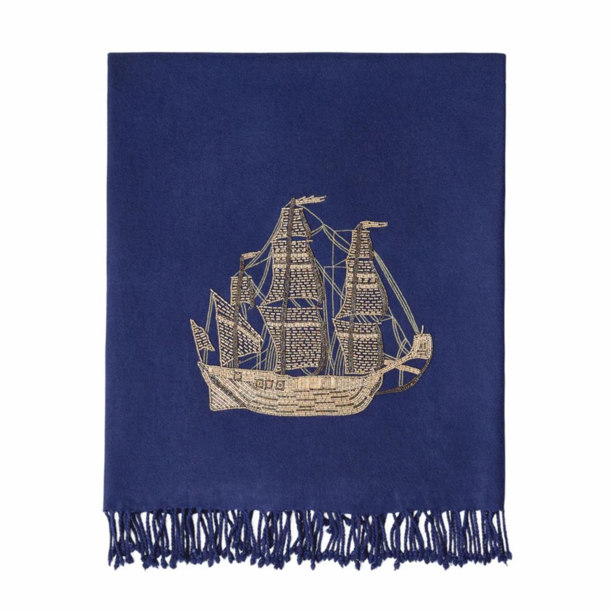 Blankets & Plaids | Ship Embellished Blanket In Navy Blue Blankets & Plaids Blankets & Plaids