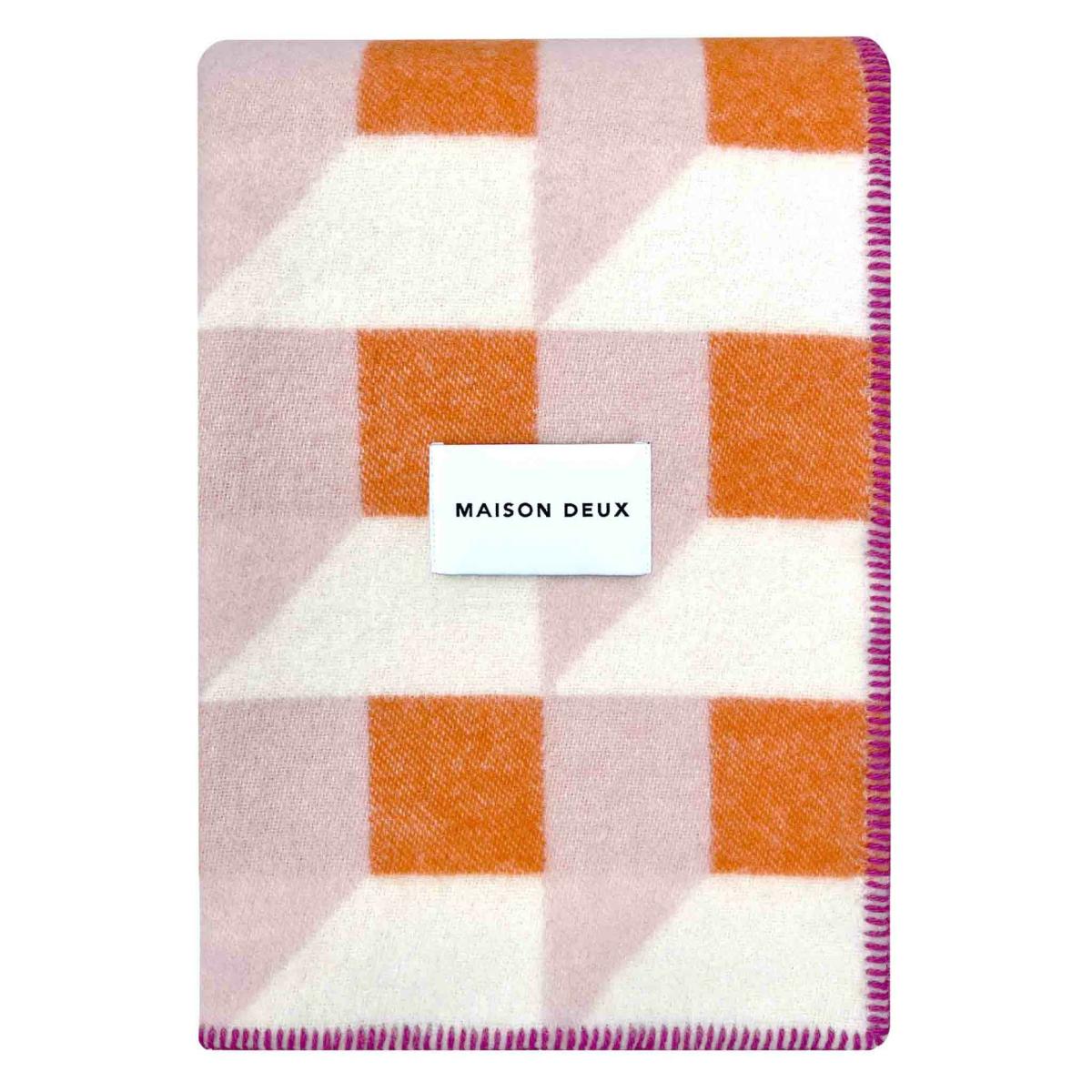 Blankets & Plaids | Wool Blanket Cubics, Pink-Carrot Blankets & Plaids Blankets & Plaids