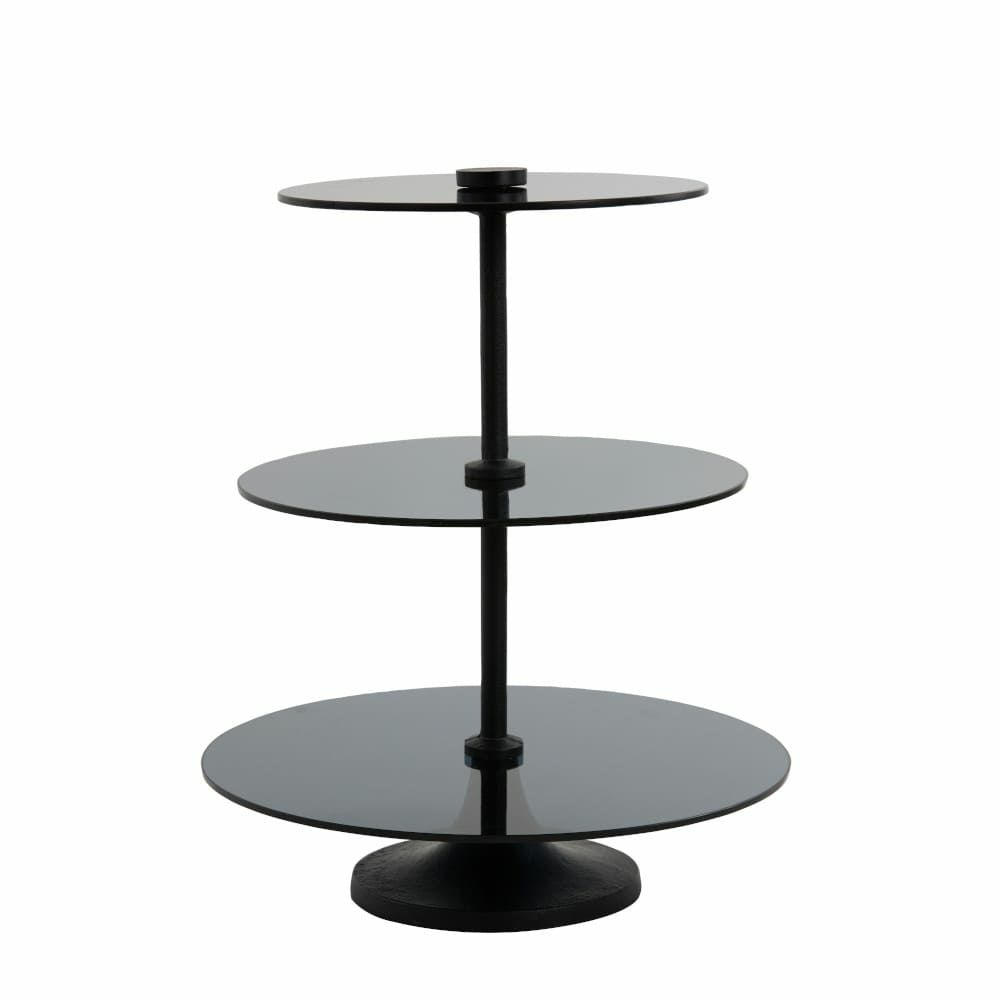 Cake stands & decorative bowls | 3-Tiered Cake Stand Danula Black Smoked Glass Ø35X43Cm Cake stands & decorative bowls Cake stands & decorative bowls