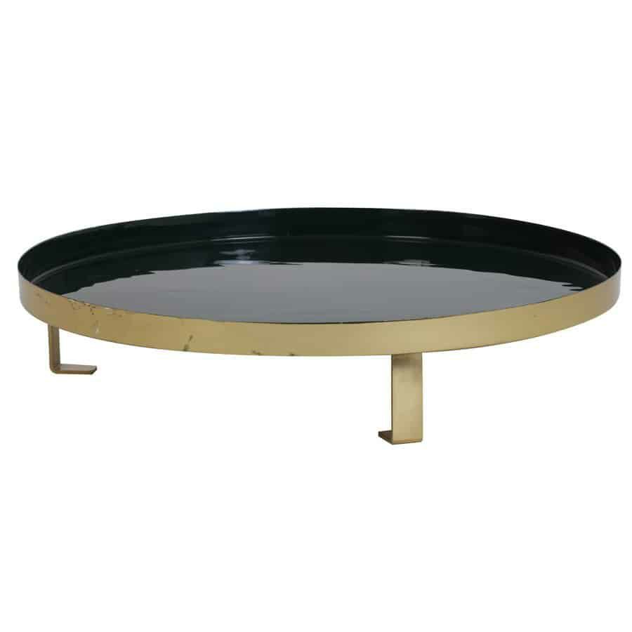 Cake stands & decorative bowls | Decorative Bowl On Foot Vientos Dark Green-Gold Ø40X8 Cm Cake stands & decorative bowls Cake stands & decorative bowls