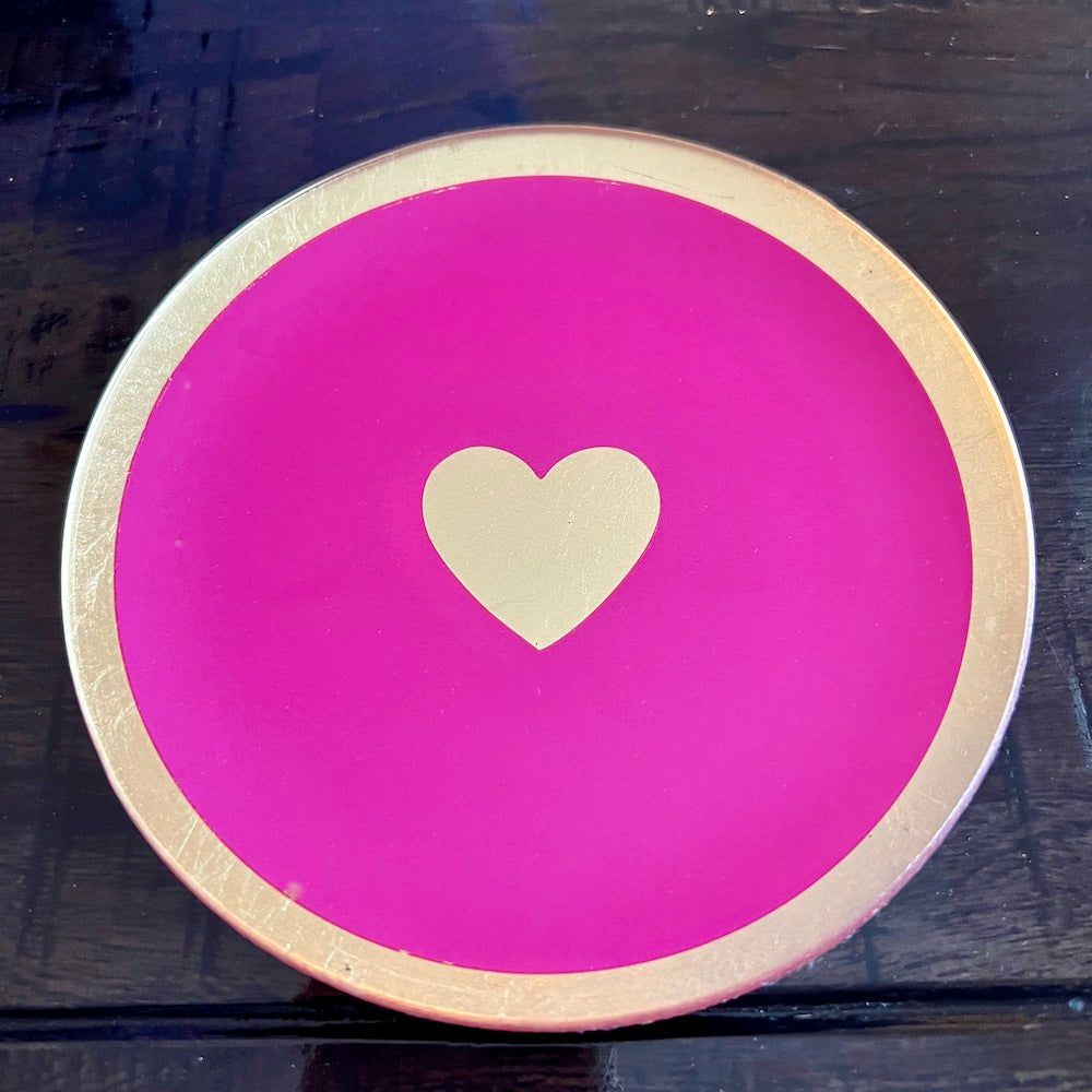 Cake stands & decorative bowls | Round Glass Plate Heart Pink Ø13Cm Cake stands & decorative bowls Cake stands & decorative bowls