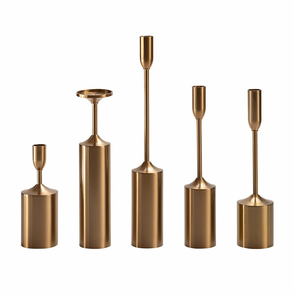 Candlesticks & candle holders | Candle Holder Penta 5 Piece Set In Gold Candlesticks & candle holders Candlesticks & candle holders