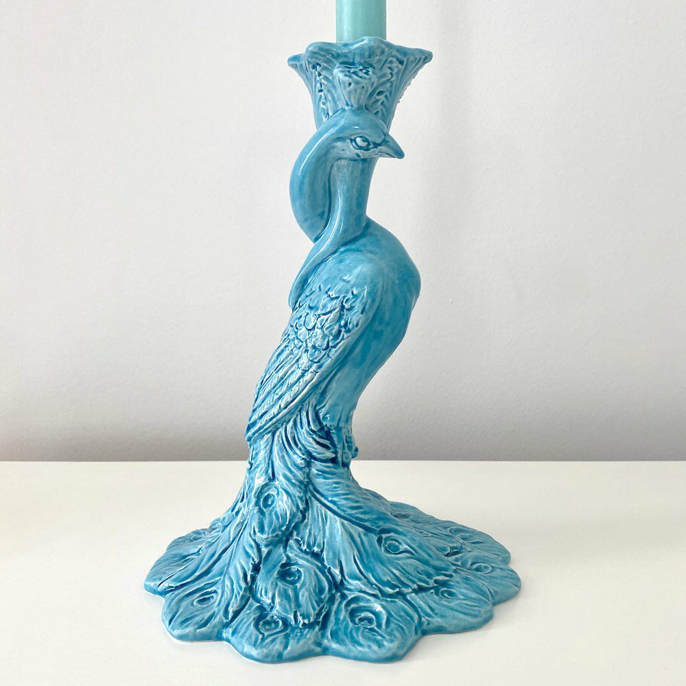 Candlesticks & candle holders | Candlestick ‘Menagerie Peacock’ Made Of Ceramic In Turquoise Candlesticks & candle holders Candlesticks & candle holders