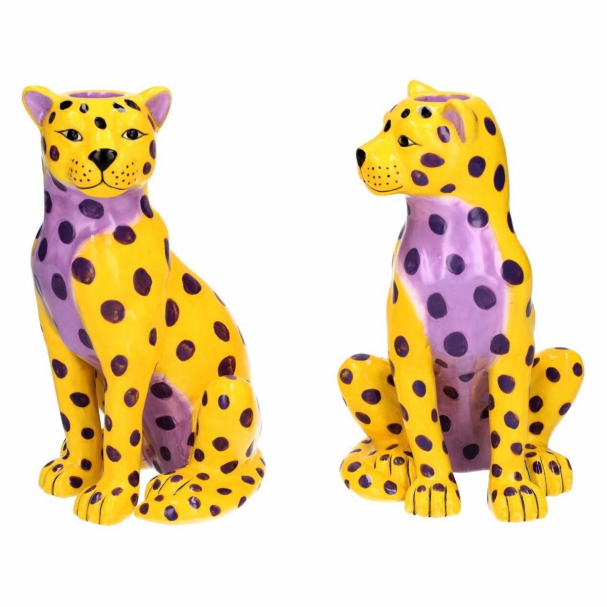 Candlesticks & candle holders | Set Of 2 Candle Holders Mignon Leopard, Yellow/Purple Candlesticks & candle holders Candlesticks & candle holders