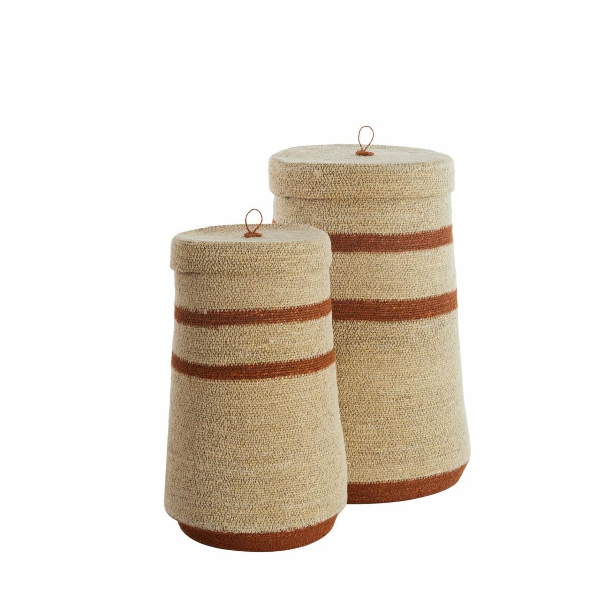 Ceramic jars & storage jars | Baskets Set Of 2 With Lid Bellagio, Cream/Terracotta Ø26X45+Ø33X52Cm Ceramic jars & storage jars Ceramic jars & storage jars