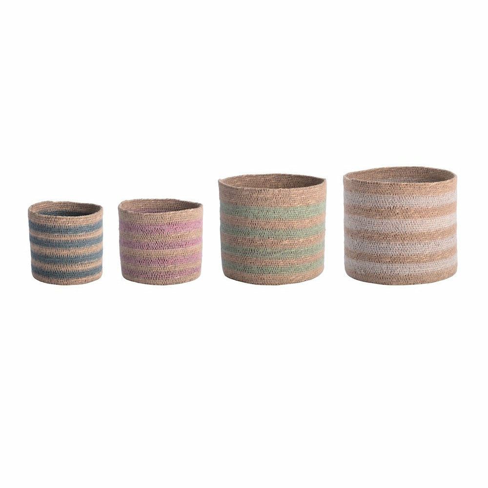 Ceramic jars & storage jars | Boathouse Basket Set, Seagrass, 4 Pieces. Striped Ceramic jars & storage jars Ceramic jars & storage jars