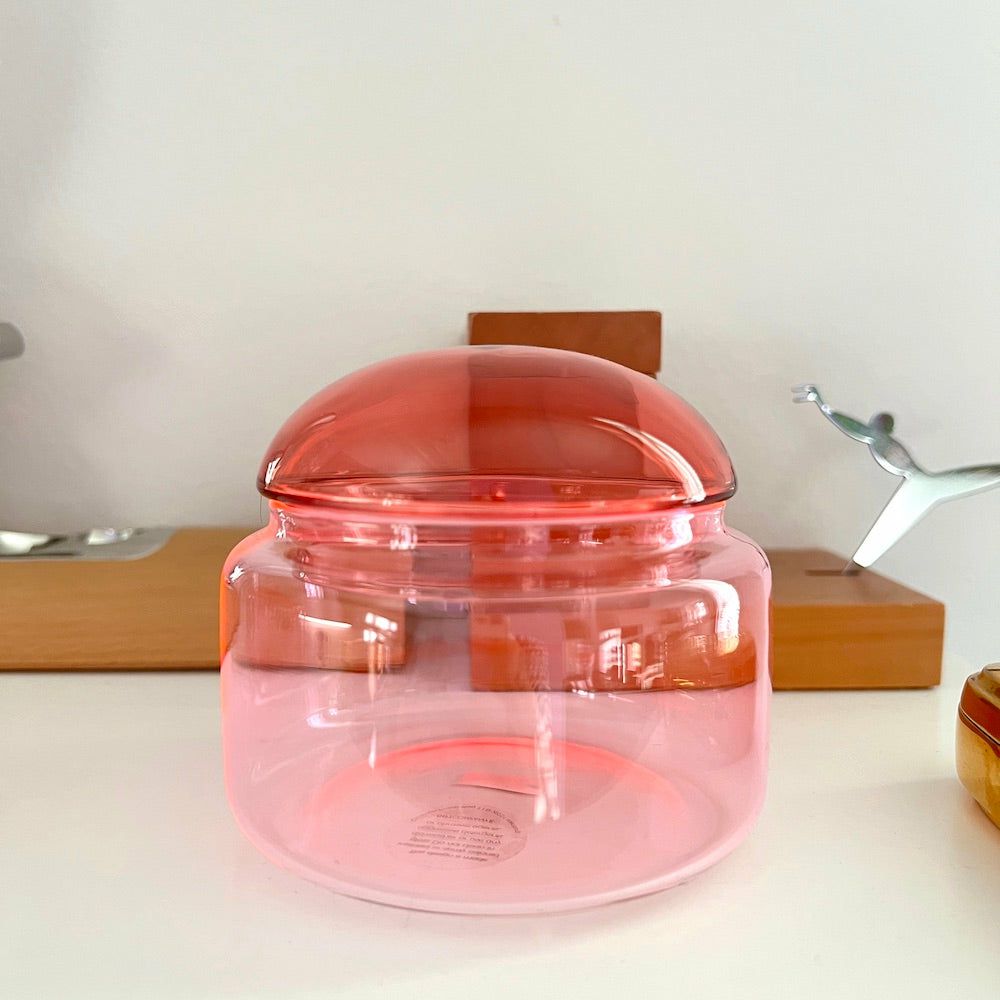 Ceramic jars & storage jars | Glass Jar Voile Red-Pink Ø10X9Cm Ceramic jars & storage jars Ceramic jars & storage jars