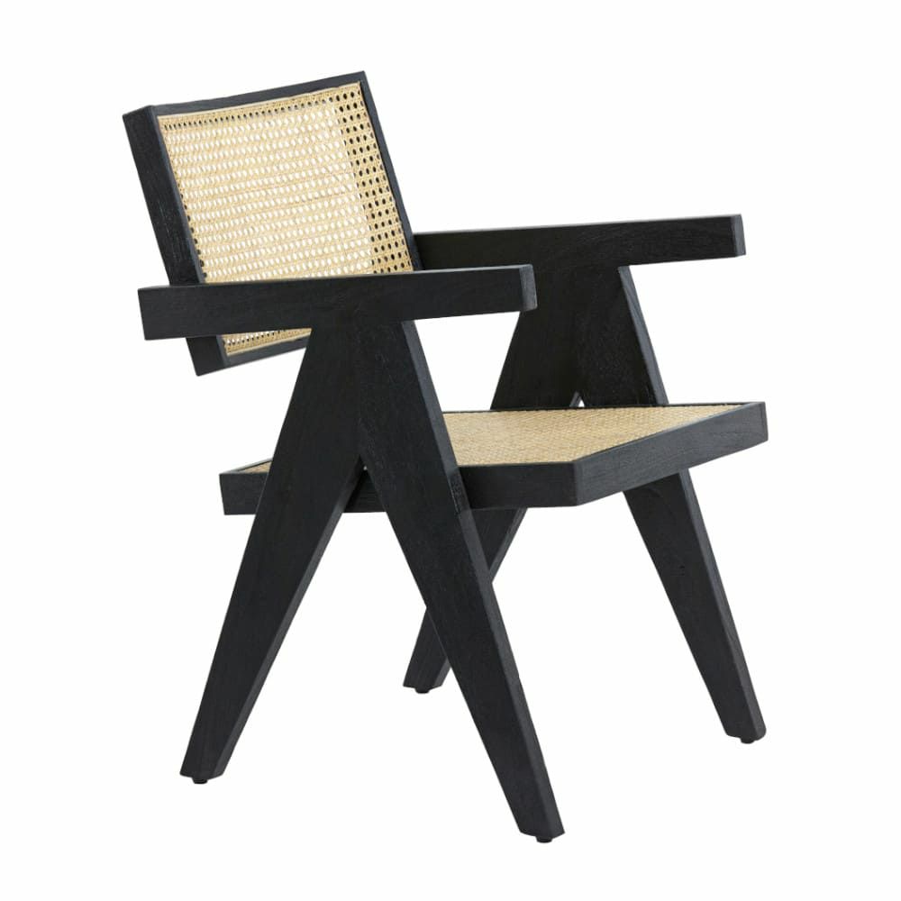 Chairs & Dining Chairs | Chair Morazan Black Acacia Wood + Viennese Wicker Chairs & Dining Chairs Chairs & Dining Chairs