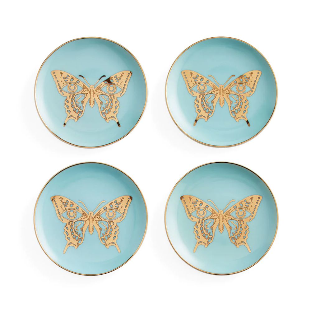 Coasters | Coasters Mariposa Set Of 4 – Blue-Gold Ø10Cm Coasters Coasters