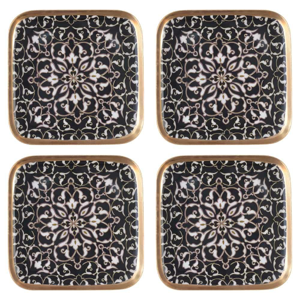 Coasters | Coasters Saigon Flower Ornament Black And White 4 Pieces Coasters Coasters