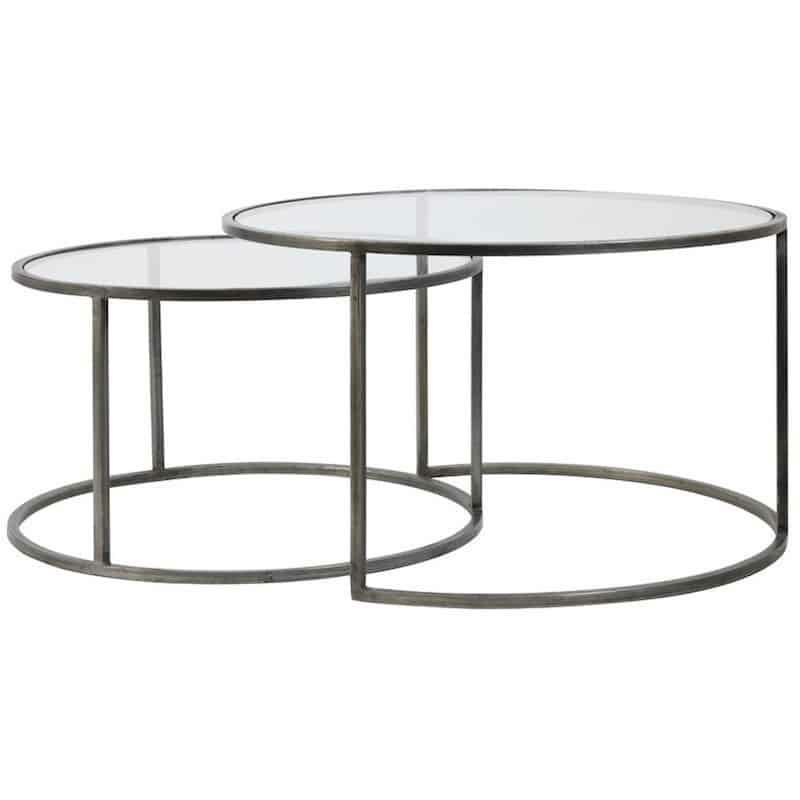 Coffee tables | Coffee Table Duarte Glass Vintage Tin Set Of 2 Coffee tables Coffee tables