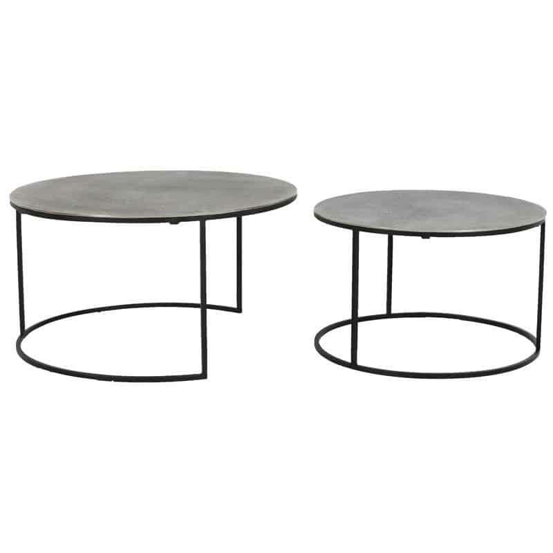 Coffee tables | Coffee Table Rengo Texture Antique Lead Silver Set Of 2 Coffee tables Coffee tables