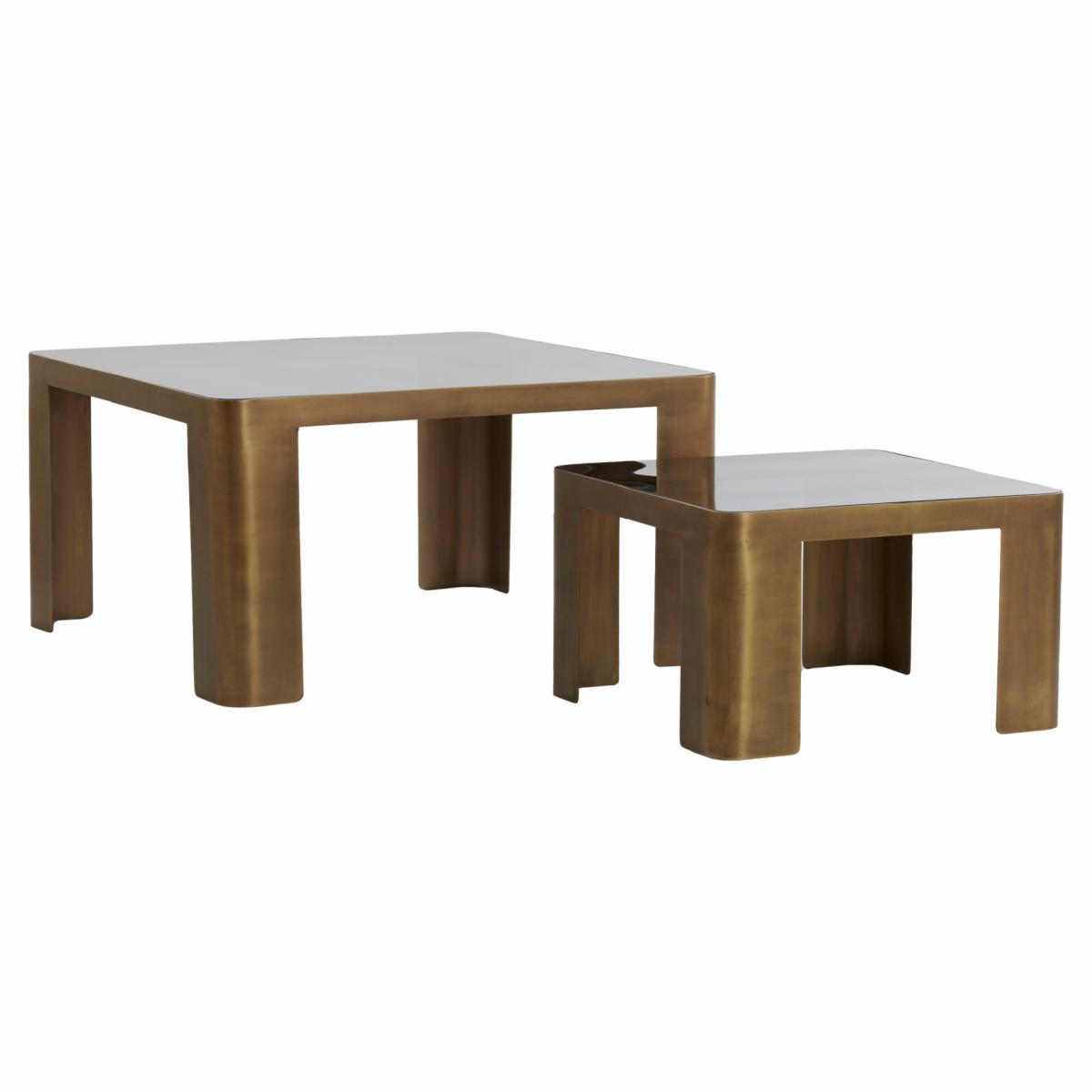 Coffee tables | Coffee Table Set Of 2 Oxe, Bronze + Smoked Glass Furniture Coffee tables