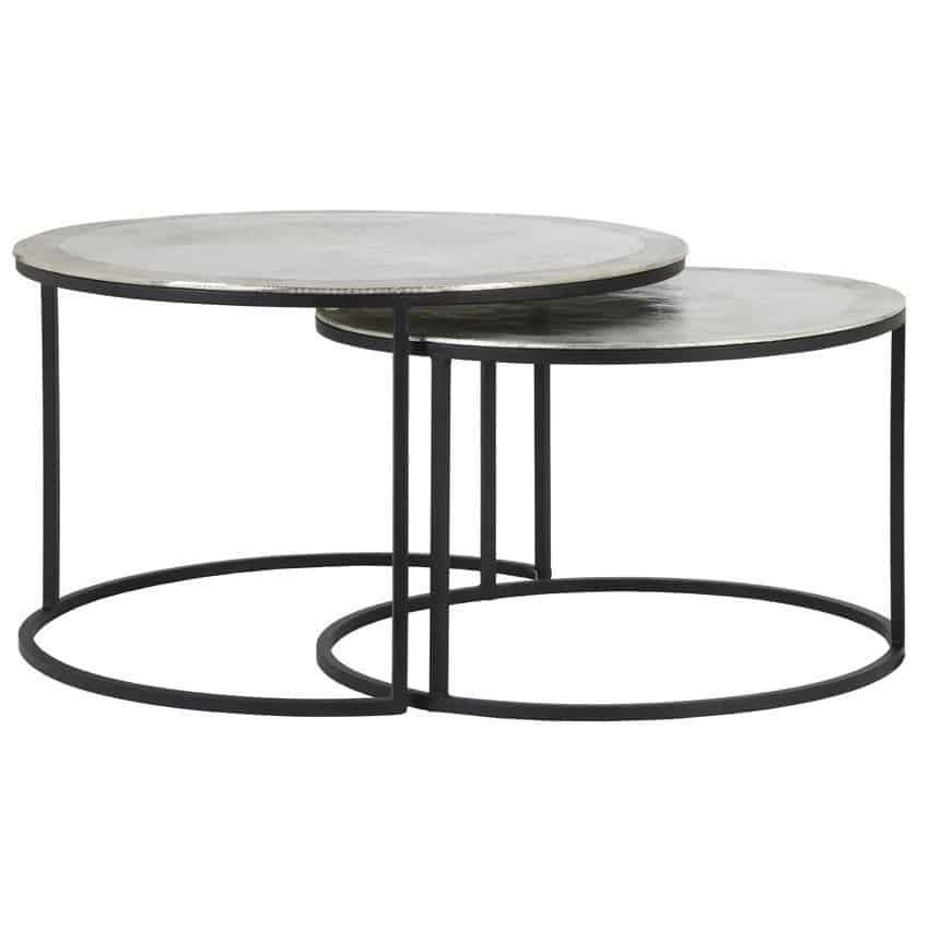 Coffee tables | Coffee Table Talca Raw Metal Silver Set Of 2 Coffee tables Coffee tables