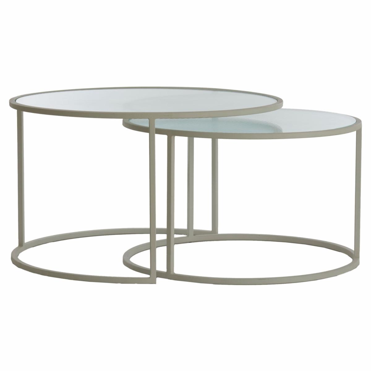 Coffee tables | Coffee Table Talca Set Of 2, Ribbed Glass, Cream White Coffee tables Coffee tables