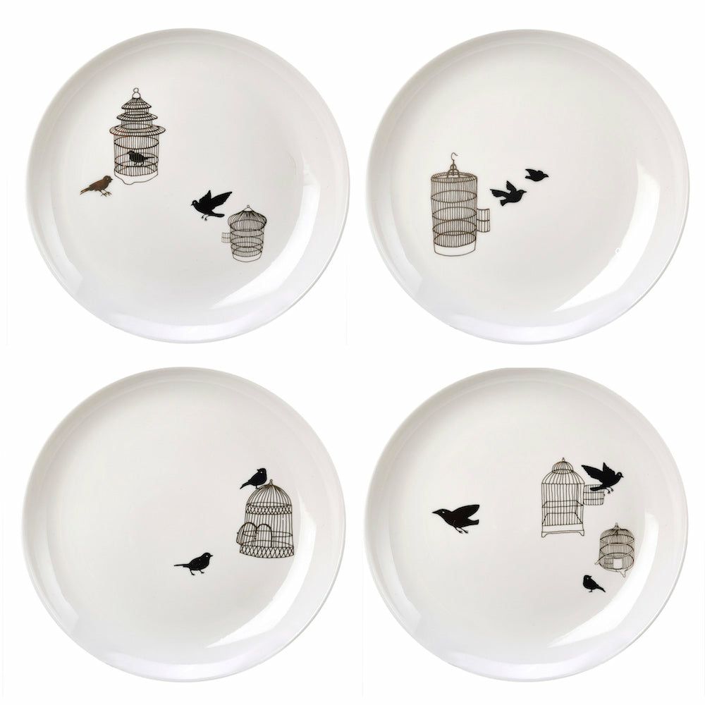 Dishes & glasses | Dessert Plates ‘Freedom Birds’ Set Of 4 Made Of Porcelain Dishes & glasses Dishes & glasses