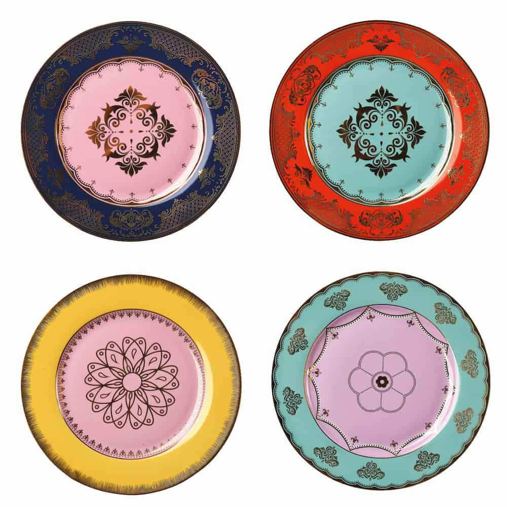 Dishes & glasses | Dessert Plates ‘Grandpa’ Set Of 4 Porcelain, Multicolored Dishes & glasses Dishes & glasses