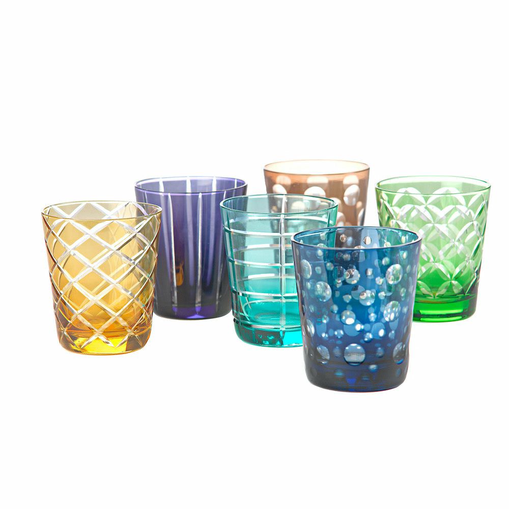 Dishes & glasses | Drinking Glasses Set Of 6 ‘Cuttings’, Multicolored Dishes & glasses Dishes & glasses