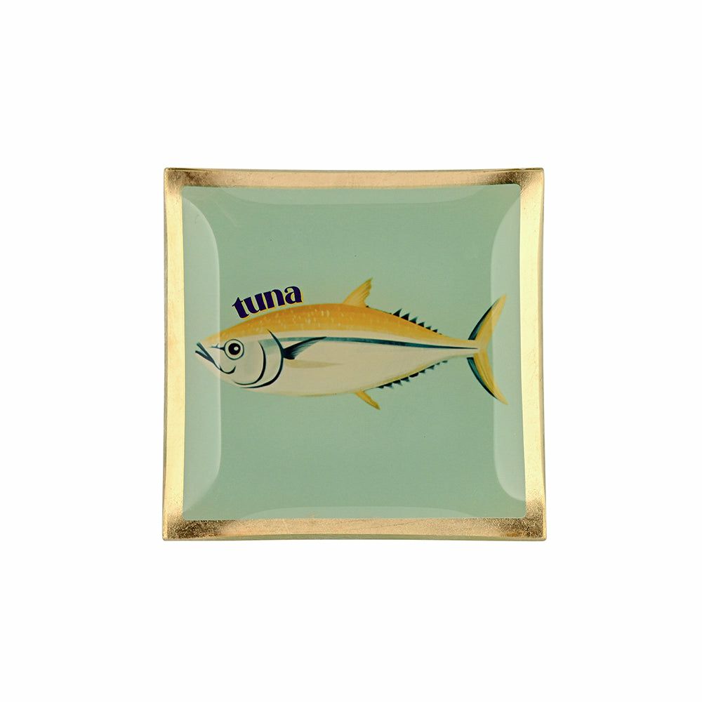 Dishes & glasses | Glass Plate Tuna Sage Green, Gold 10X10 Cm Dishes & glasses Dishes & glasses