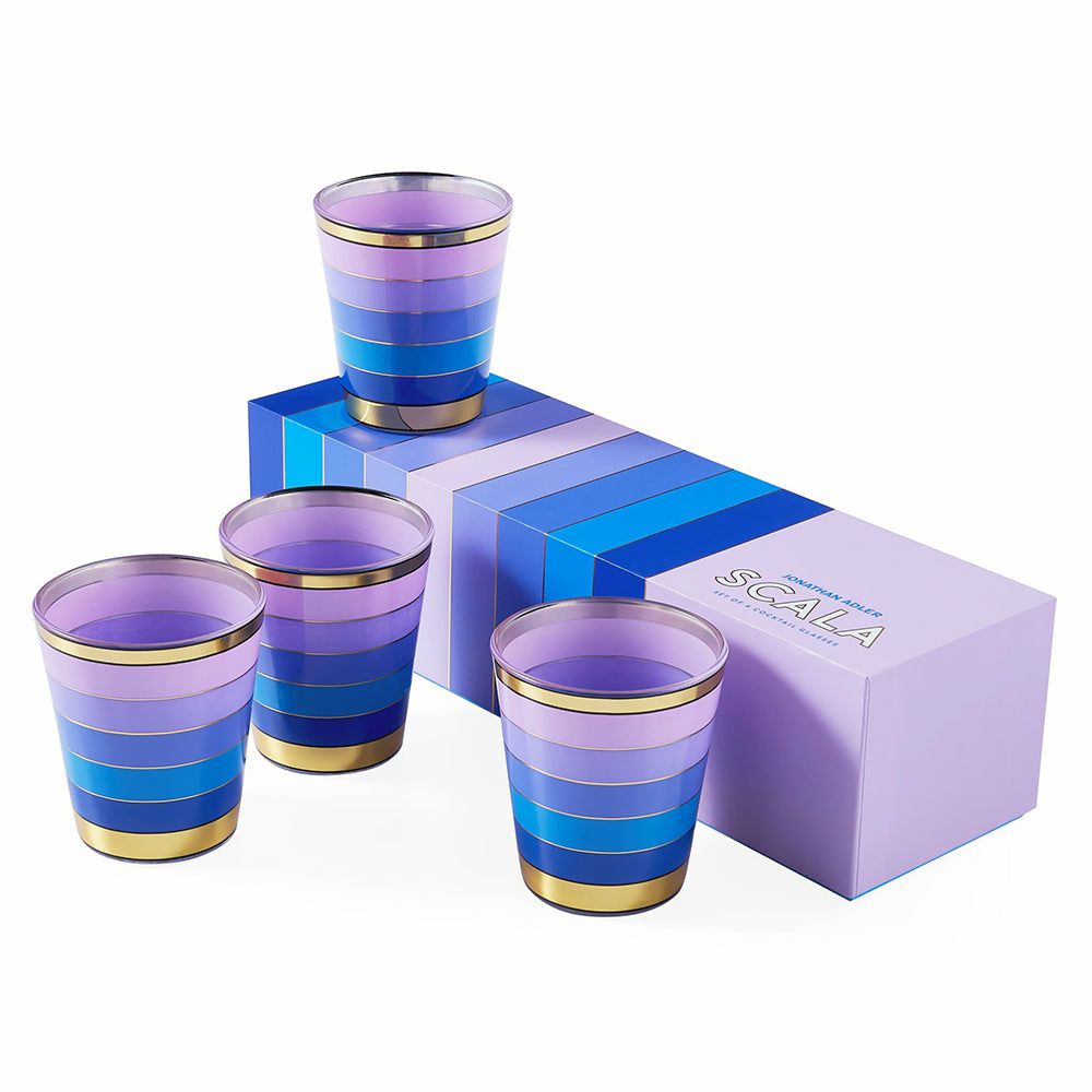 Dishes & glasses | Scala Drinking Glasses Set Of 4 Blue, Purple, Gold Dishes & glasses Dishes & glasses