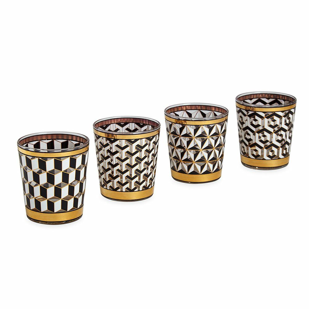 Dishes & glasses | Versailles Drinking Glasses Set Of 4 White, Black, Gold Dishes & glasses Dishes & glasses