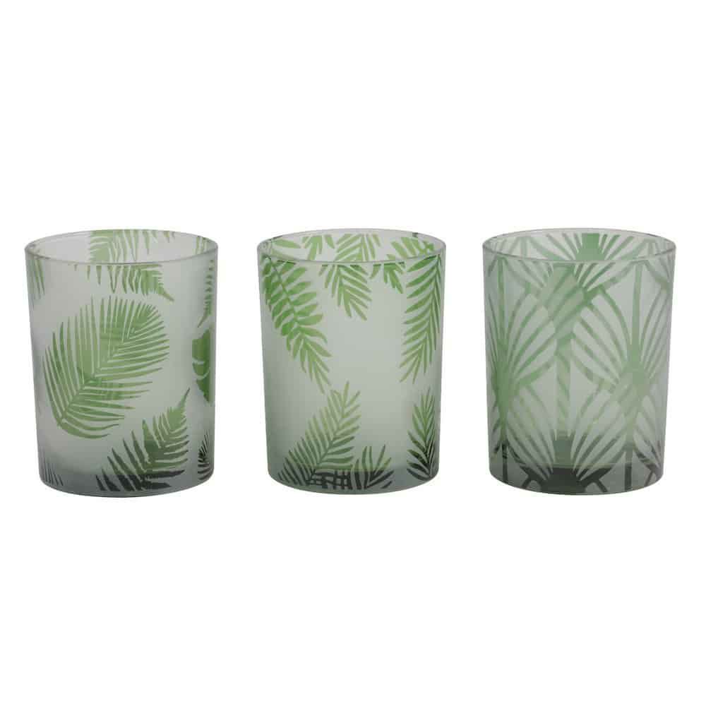 Lanterns & lanterns | Tealight Holder Folhas Glass Green, Set Of 3 Home Accessories Lanterns & lanterns