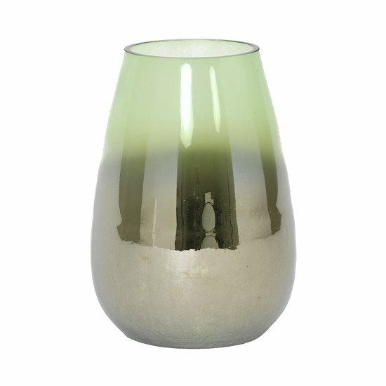 Lanterns & lanterns | Vase Lantern Izeda, Glass, Metallic Green Ø19X26 Cm Home Accessories Lanterns & lanterns