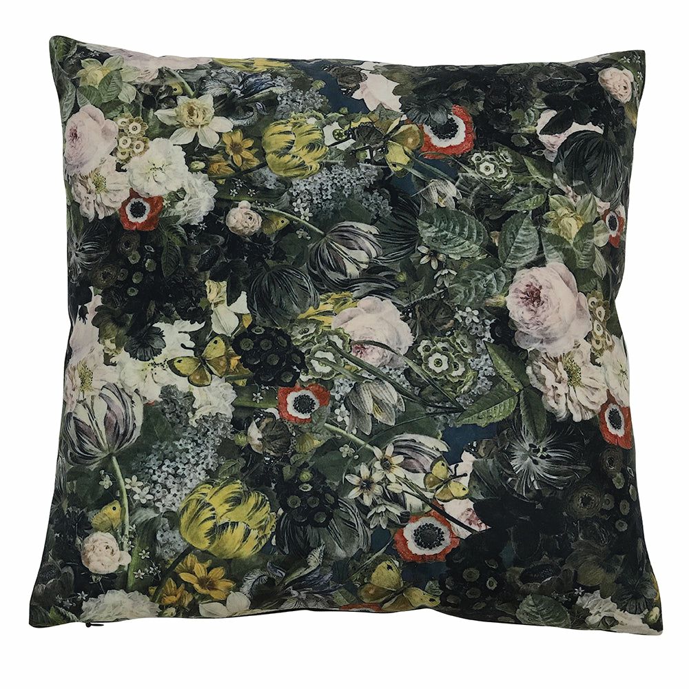 Pillow | Cushion Blom Velvet Flowers Green 45X45 Cm Home Accessories Pillow