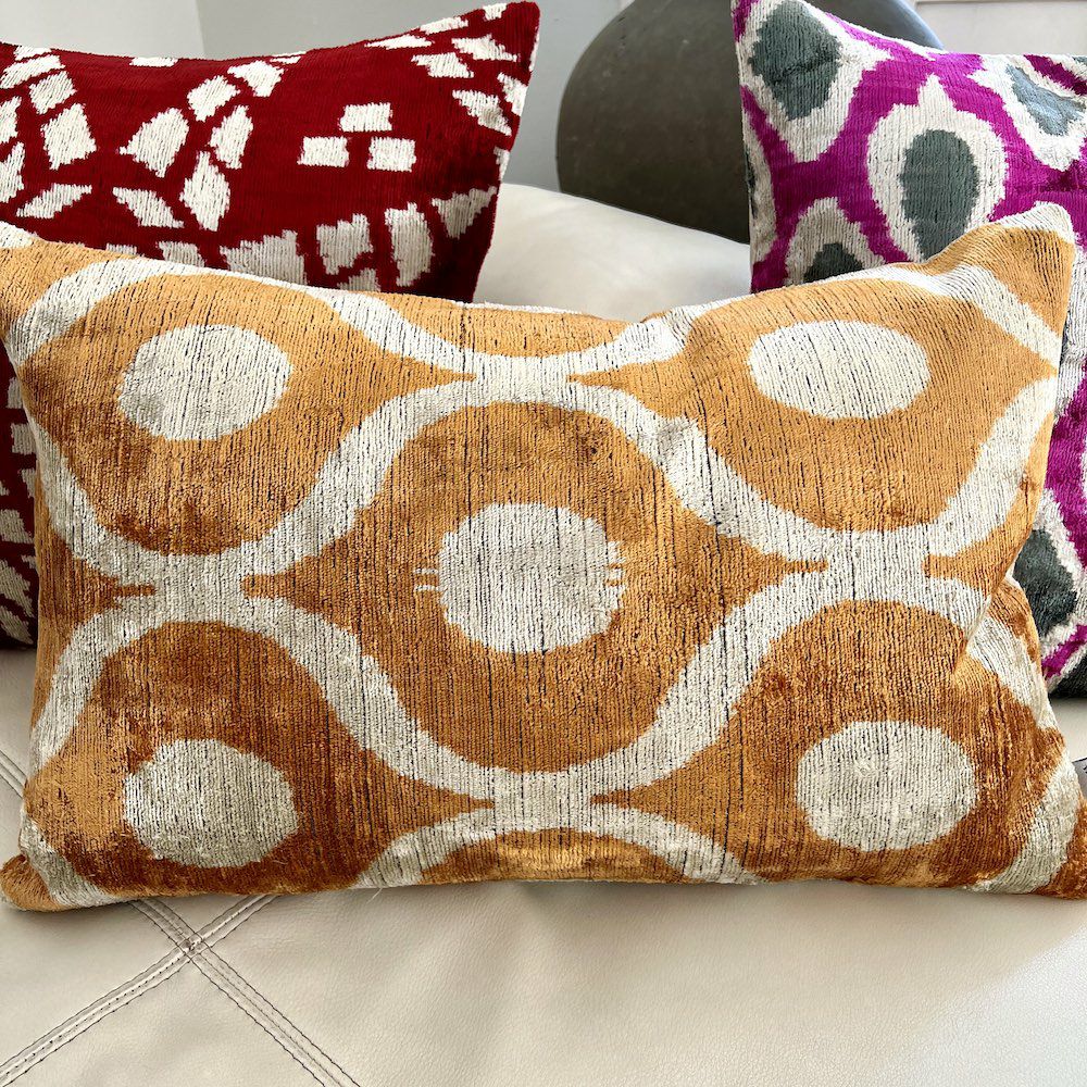 Pillow | Cushion ‘Ikat’ Made Of Silk Velvet – Yellow 40X60 Cm Home Accessories Pillow