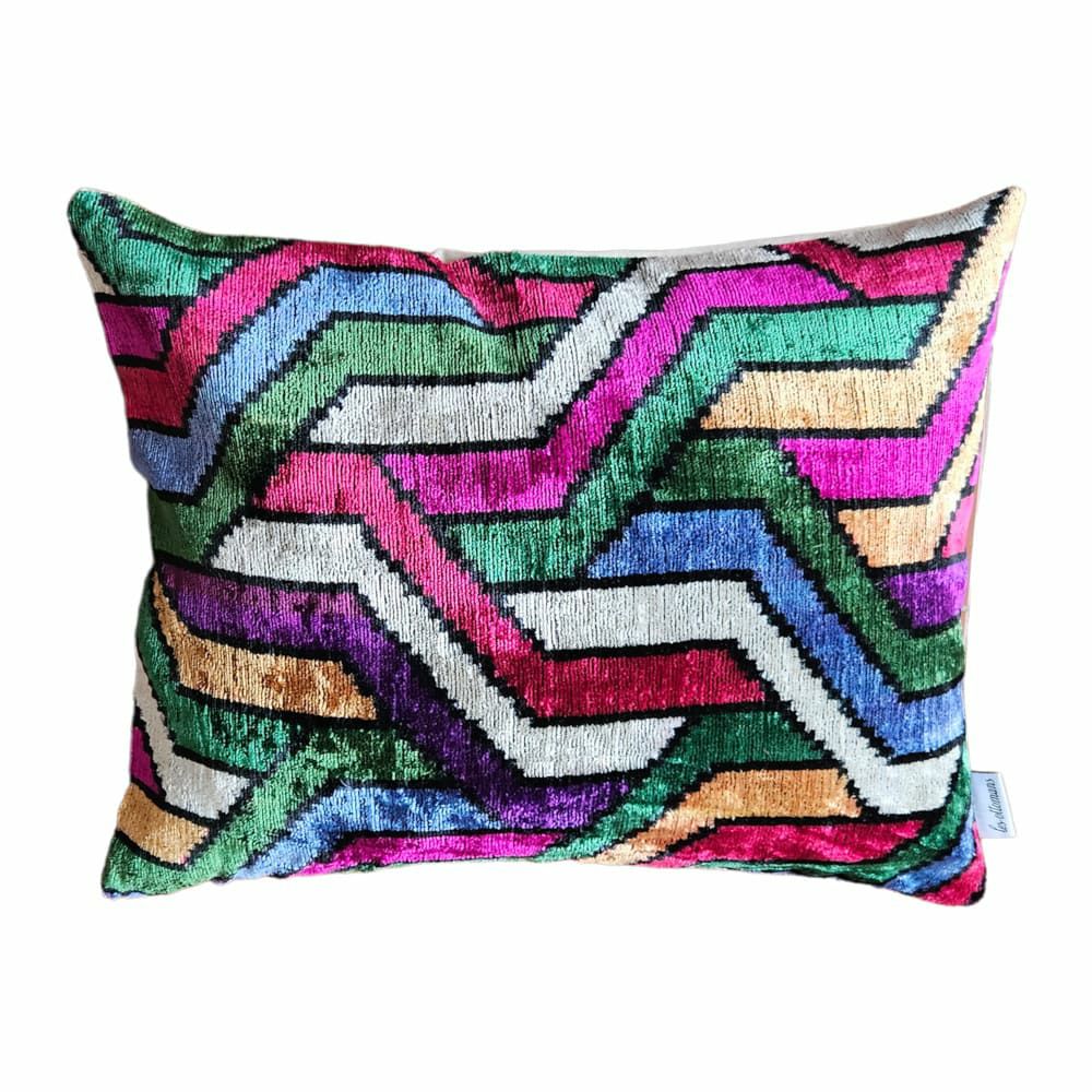 Pillow | Cushion Ikat Silk Velvet, Geometric Pattern 40X60Cm Home Accessories Pillow