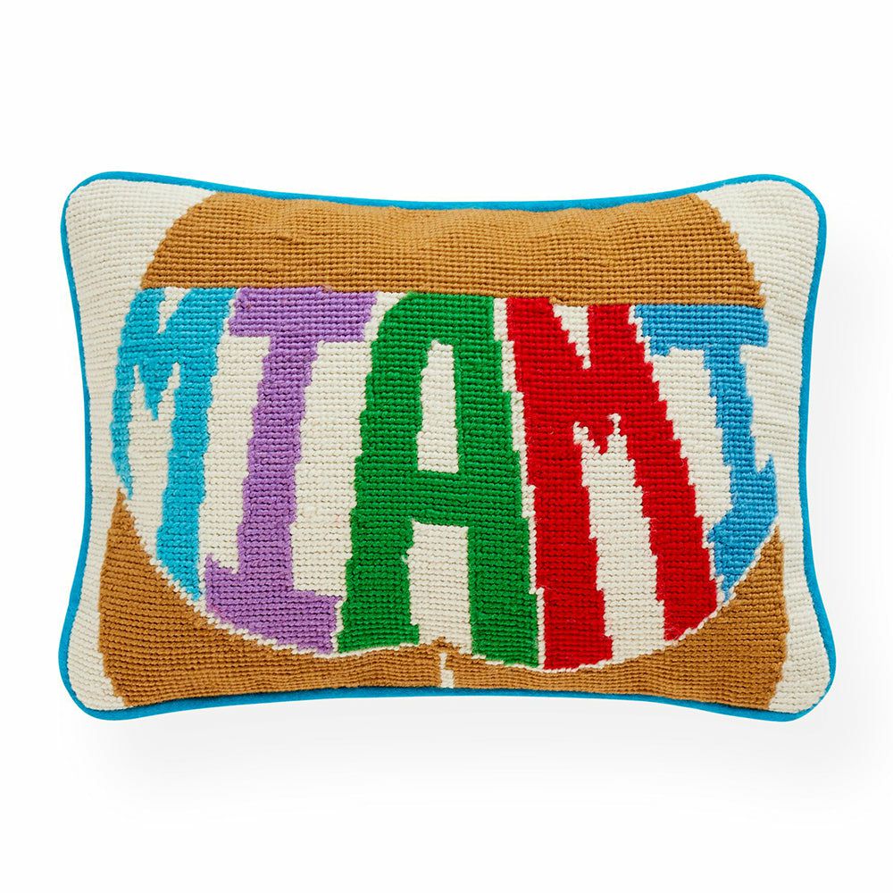 Pillow | Cushion Jet Set Needlepoint Miami Multicolored Home Accessories Pillow