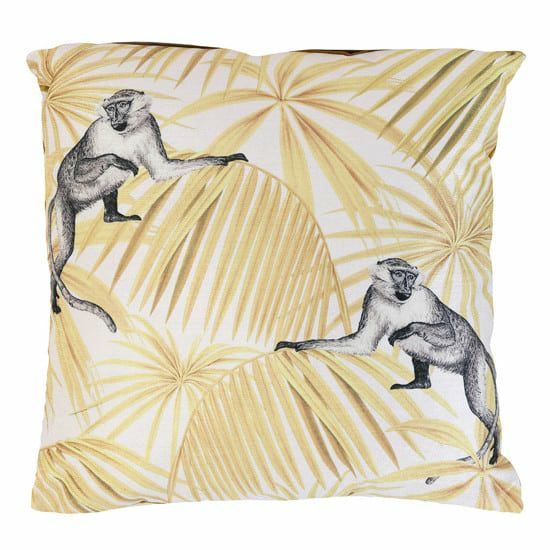 Pillow | Cushion Monkey Velvet White Ocher 45X45 Cm Home Accessories Pillow