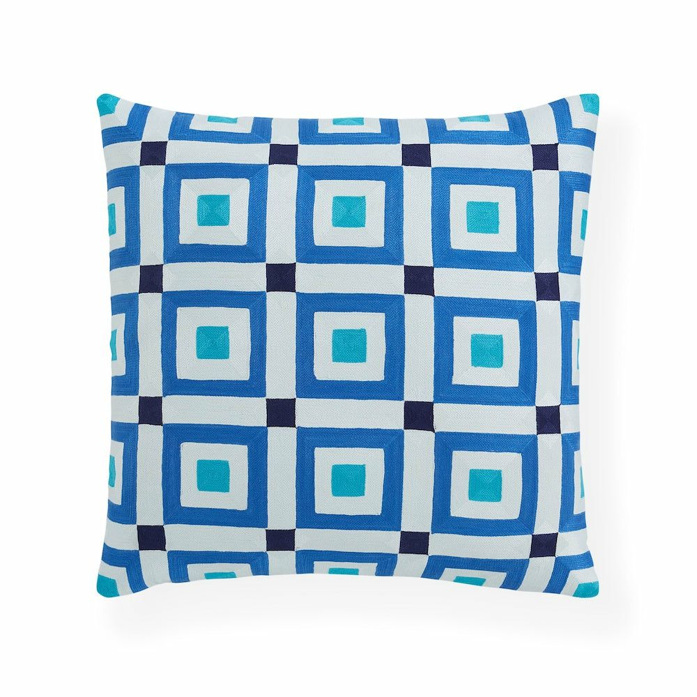 Pillow | Cushion Piccadilly Squares Blue-White 50X50Cm Home Accessories Pillow