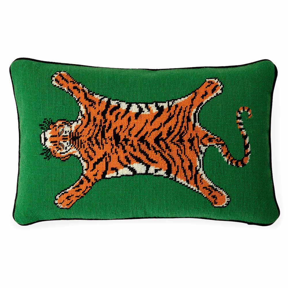 Pillow | Cushion Tiger Green With Cotton Velvet Home Accessories Pillow