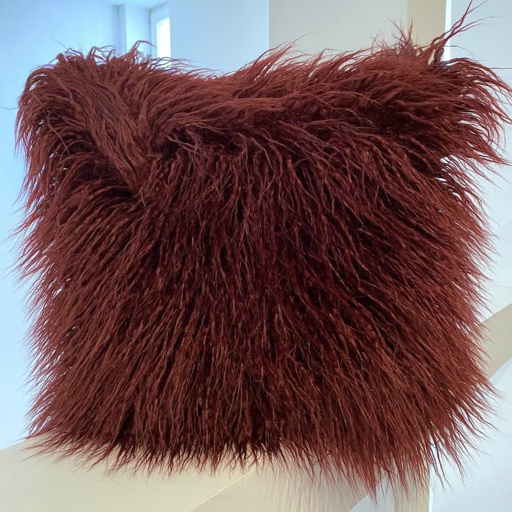 Pillow | Cushion Yeti Fluffy Faux Fur Burgundy Home Accessories Pillow