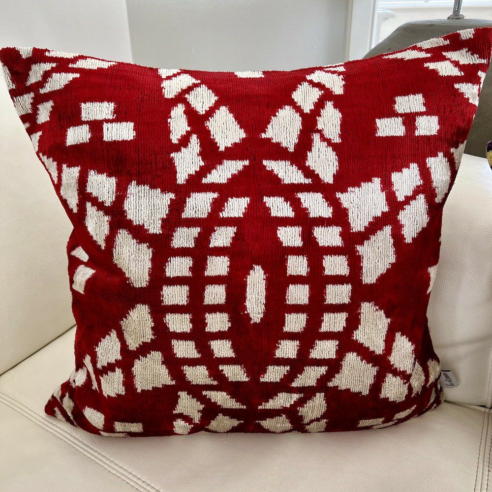 Pillow | Velvet Cushion ‘Ikat’ – Red 50X50 Cm Home Accessories Pillow