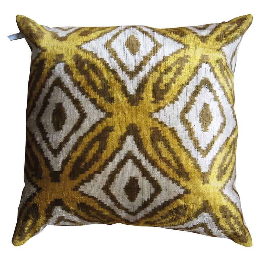 Pillow | Velvet Cushion ‘Ikat’ – Yellow 50X50 Cm Home Accessories Pillow