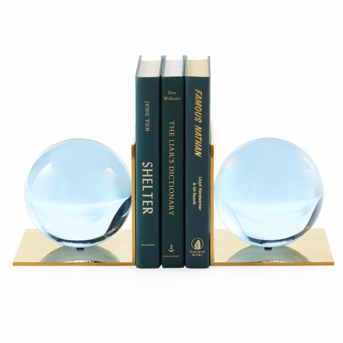 Sculptures & Figures | Bookend Globo Blue + Brass Home Accessories Sculptures & Figures