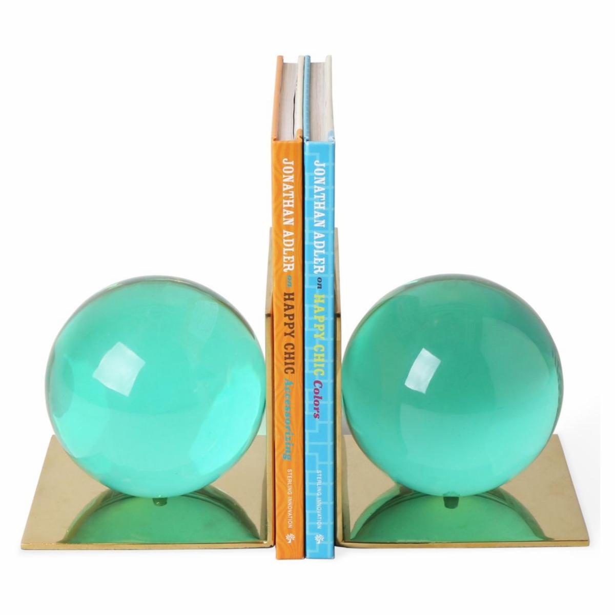 Sculptures & Figures | Bookend Globo Green + Brass Home Accessories Sculptures & Figures