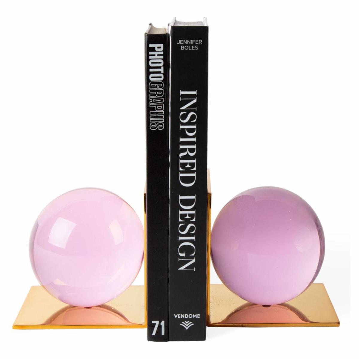 Sculptures & Figures | Bookend Globo Pink + Brass Home Accessories Sculptures & Figures