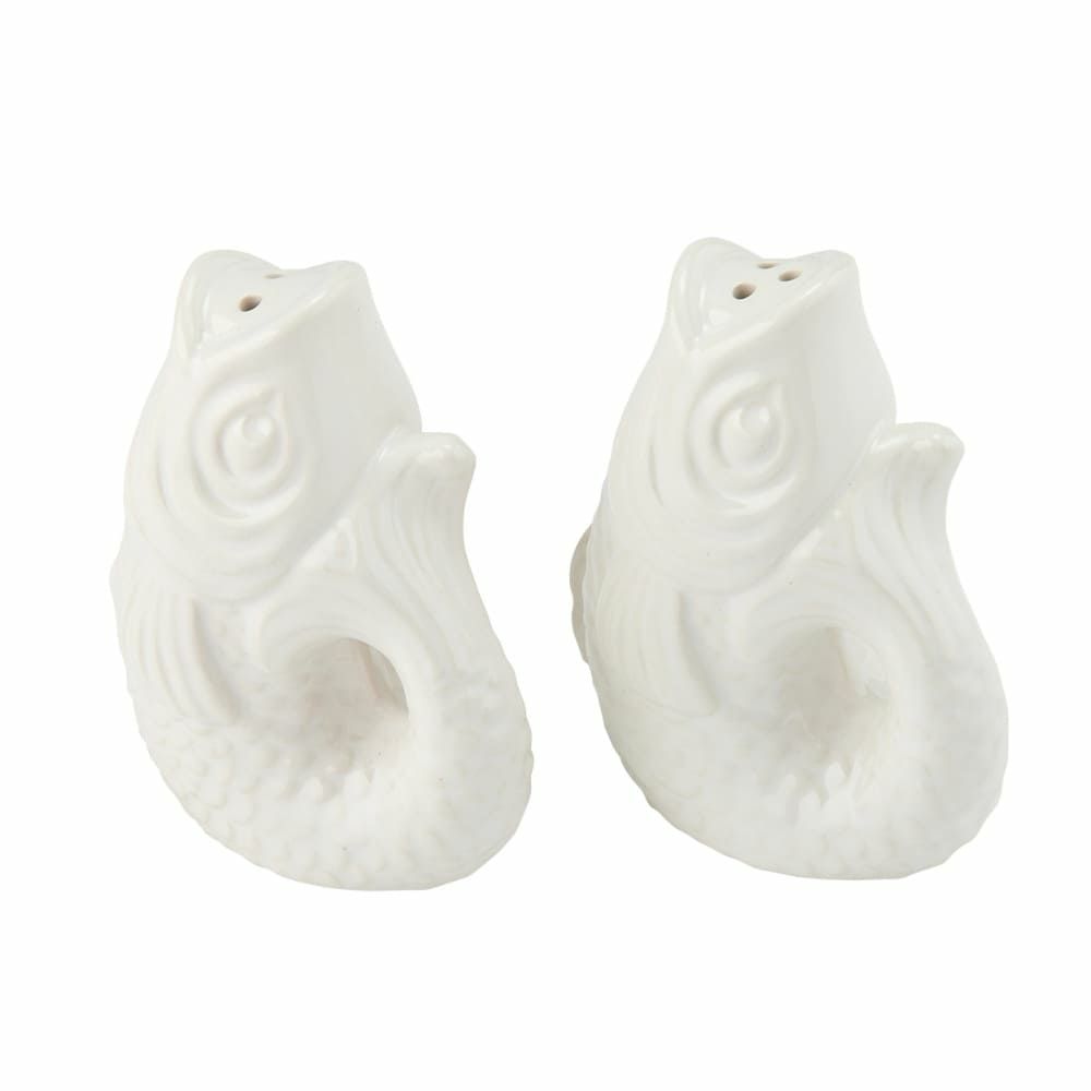 Sculptures & Figures | Salt And Pepper Shakers Monsieur Carafon Fish White Home Accessories Sculptures & Figures