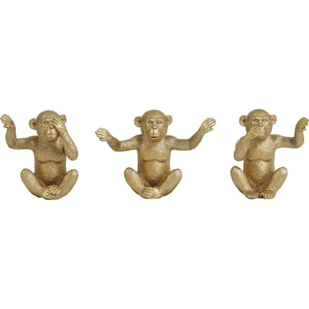 Sculptures & Figures | Sculpture Monkey Gold Set Of 3 Home Accessories Sculptures & Figures