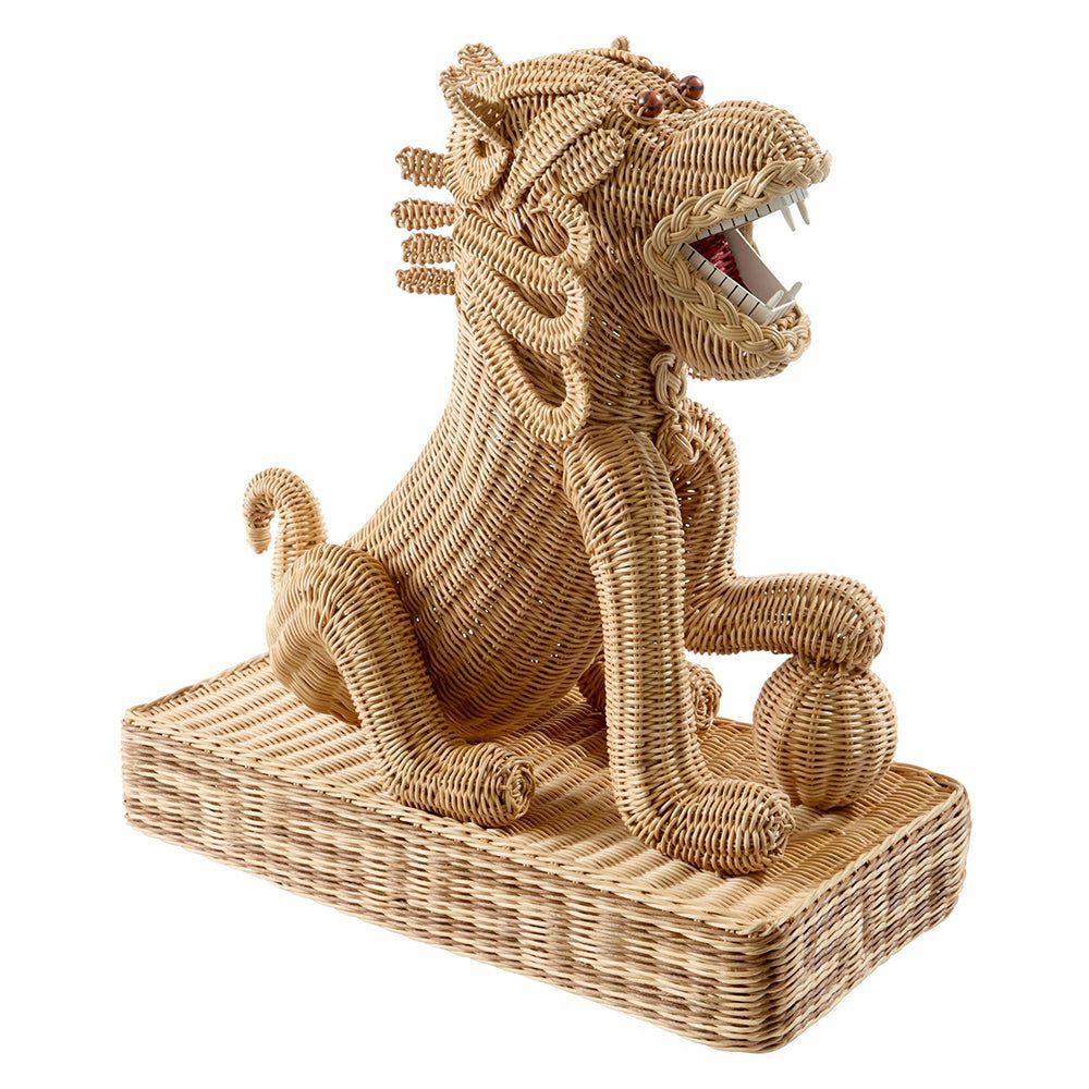 Sculptures & Figures | Sculpture Wicker Foo Dog Natural Rattan 76X36X86Cm Home Accessories Sculptures & Figures