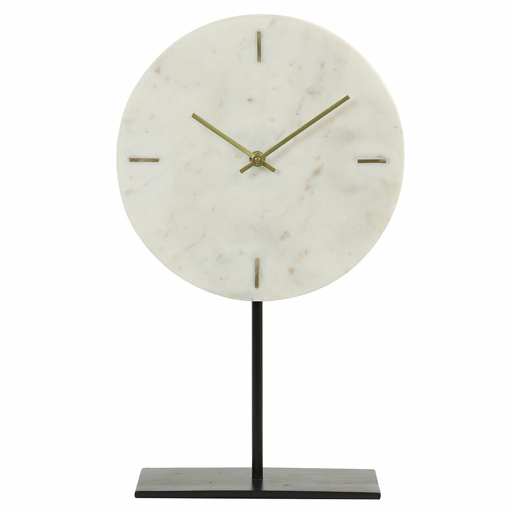 Sculptures & Figures | Table Clock Moreno Marble White Ø26X42 Cm Home Accessories Sculptures & Figures