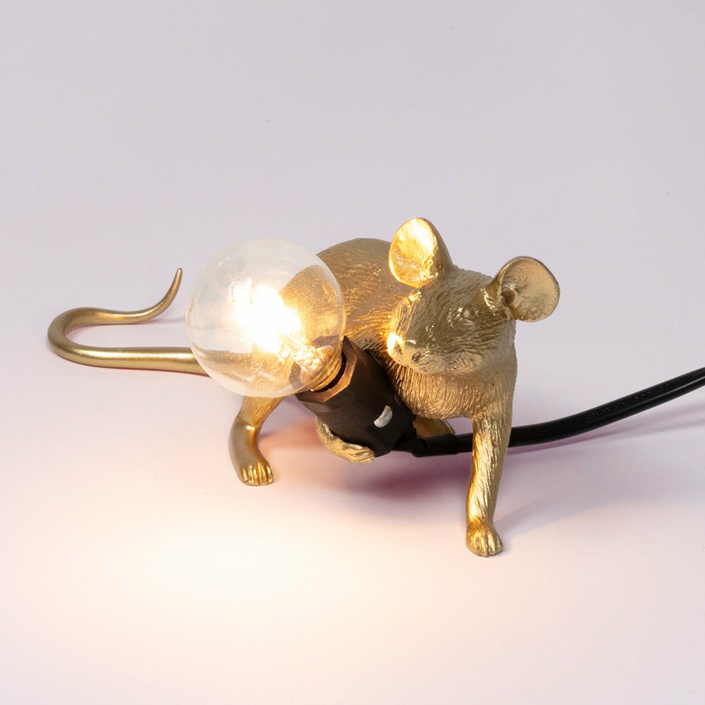 Sculptures & Figures | Table Lamp Mouse Running-Gold 6.2X21X8.1 Cm With Usb Home Accessories Sculptures & Figures